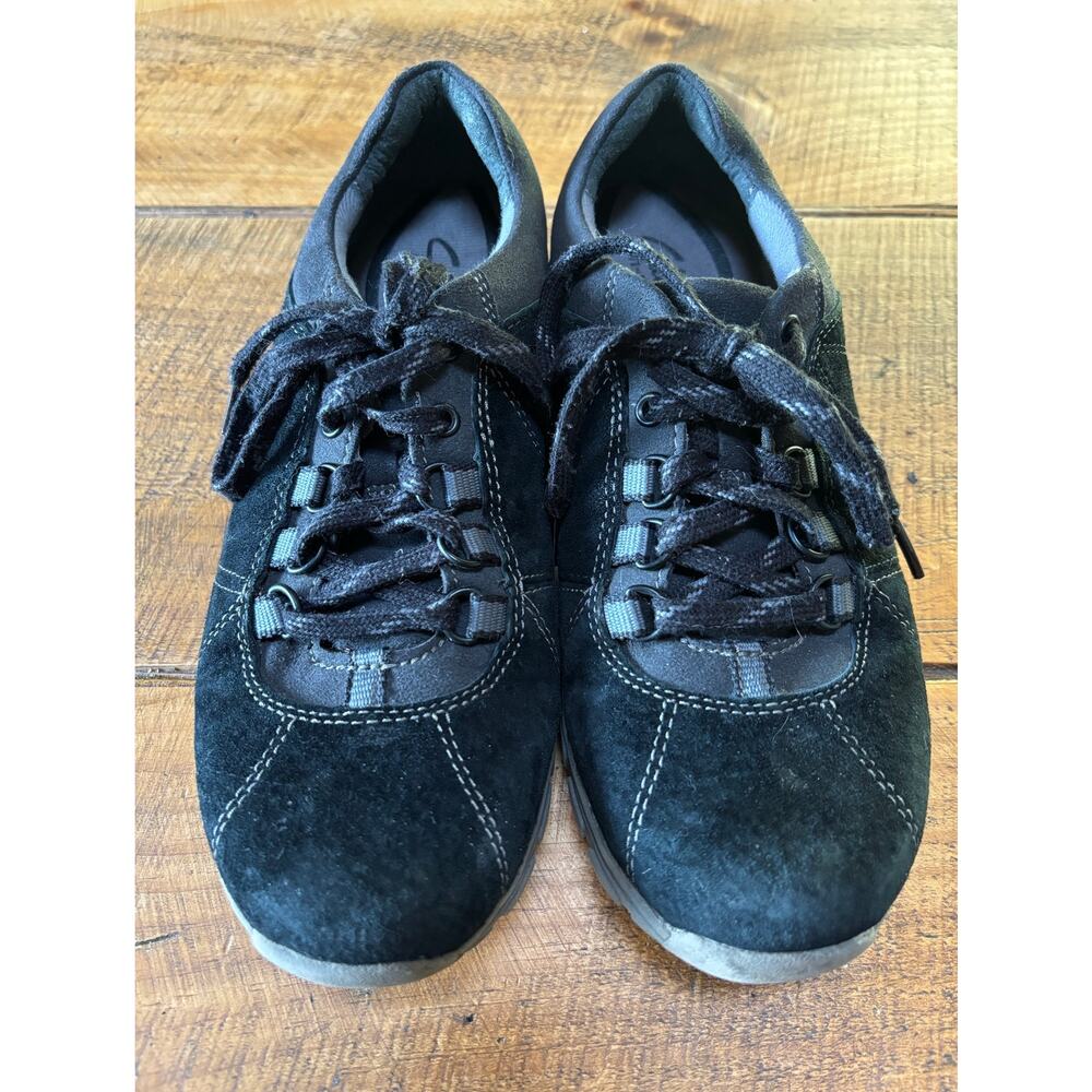 Clarks Collection Womens Triumph Film Sneakers Black Suede Shoes Size 8 - Picture 2 of 9